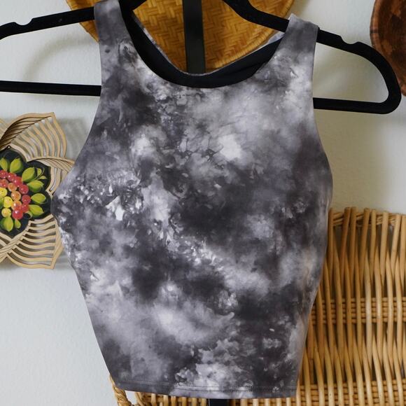 Athleta Conscious Crop Tank Top Just Dance Black Gray Womens Size XS - Picture 4 of 7